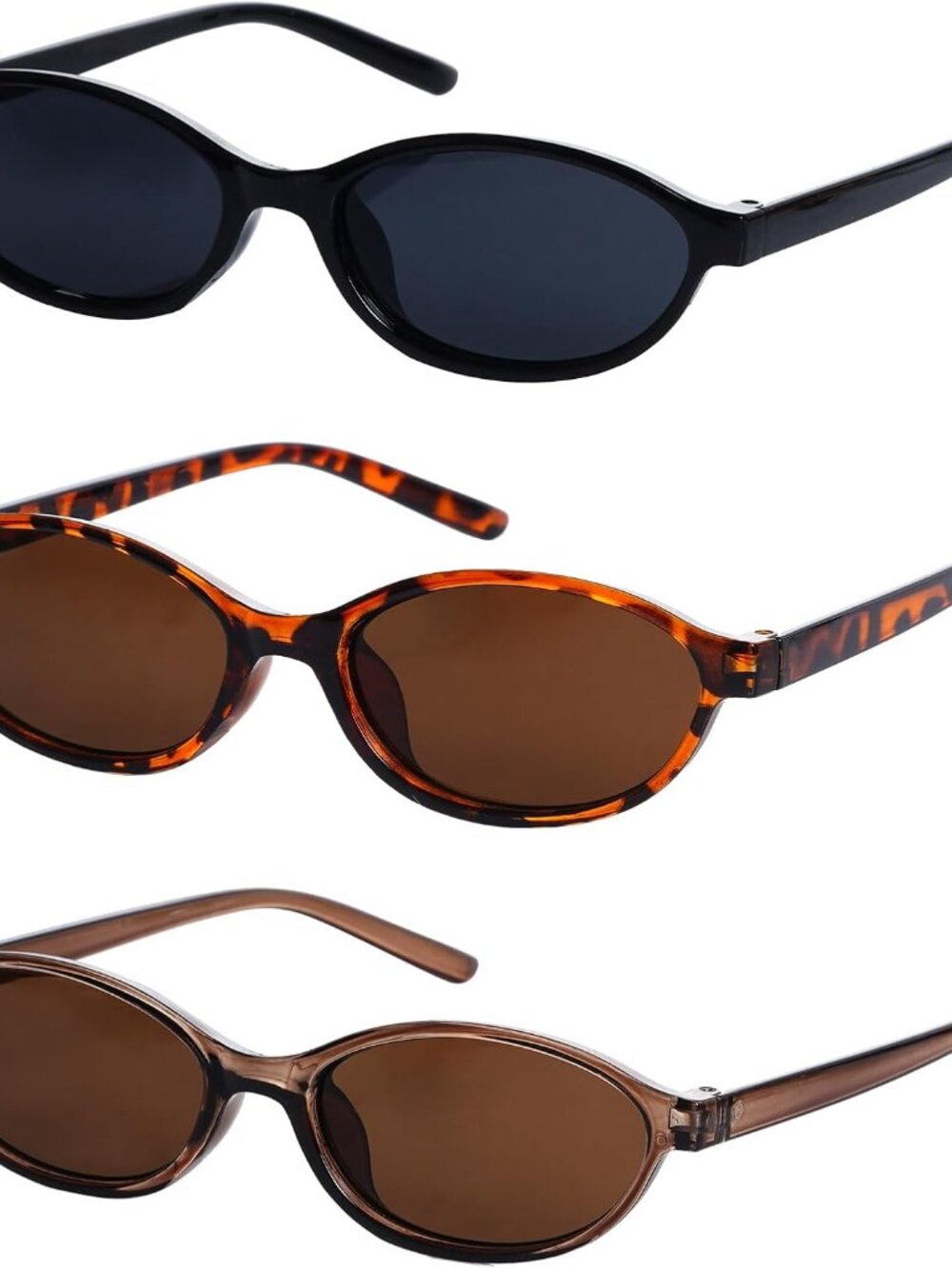 Stylish Retro Oval Cat Eye Sunglasses for Women – 3 Pairs with Gradient Lenses